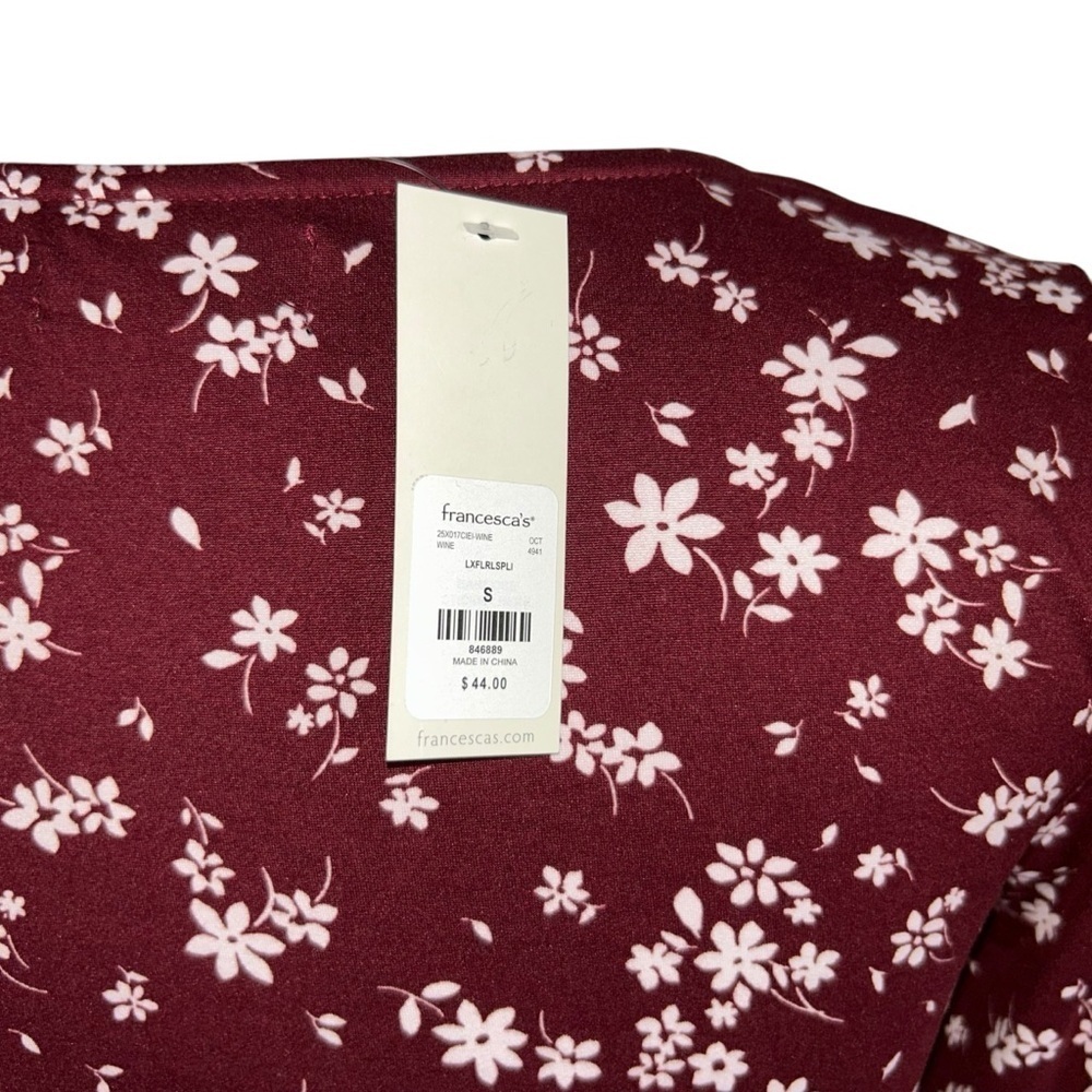 Trixxi country style dress flower dress burgundy size small new with tags - Picture 5 of 10